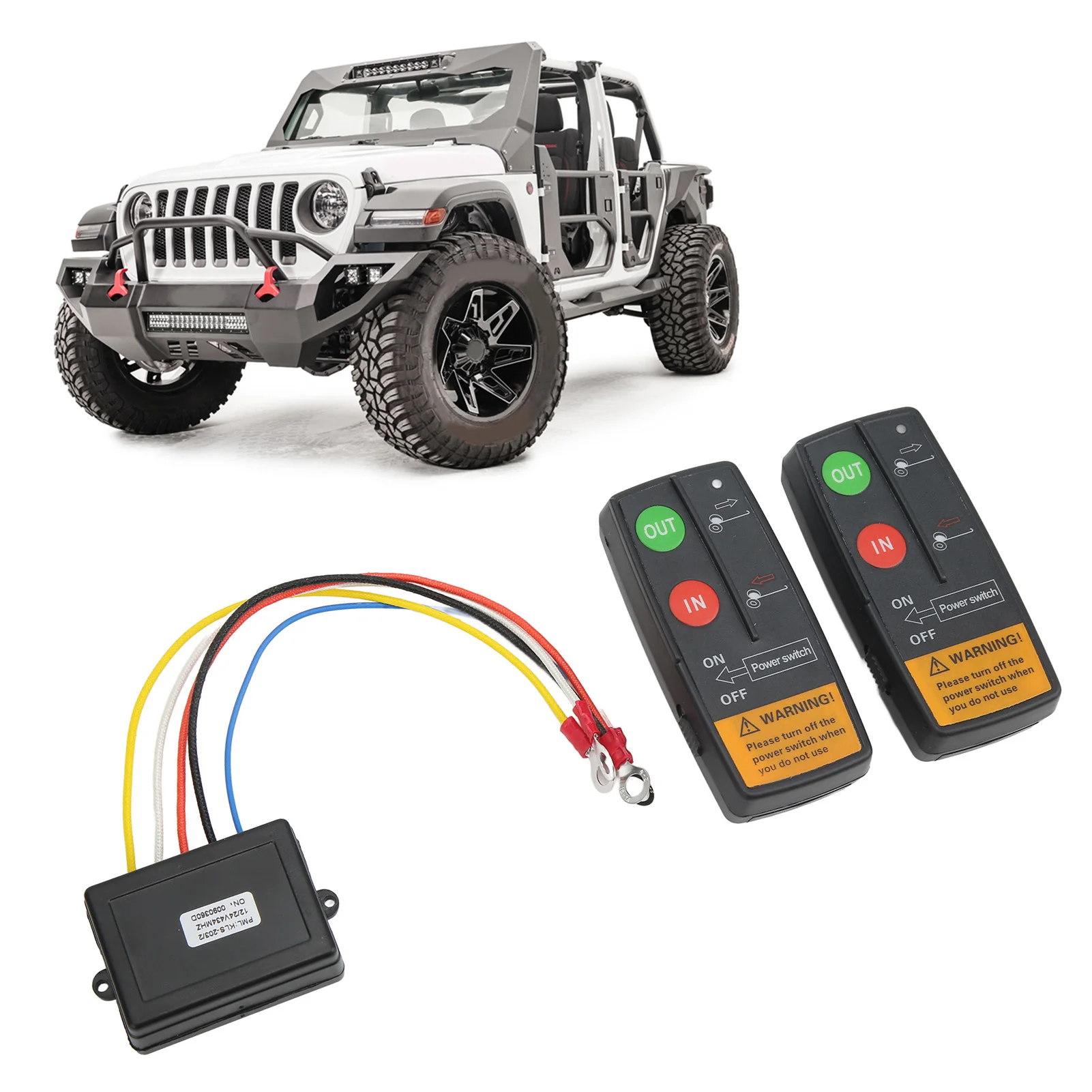 Wireless Winch Remote Control Kit 75ft Range DC 12V 24V 434MHZ High Sensitivity Universal Winch Controller for Car ATV Truck