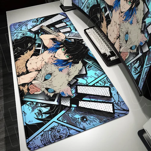 Imagen 2 del producto Alfombrilla de ratón de Anime japonés Demon Slayer Kokushibo, 120x60cm, alfombrilla de teclado duradera para jugadores, alfombrilla de ratón de ordenador de oficina de gran tamaño lavable