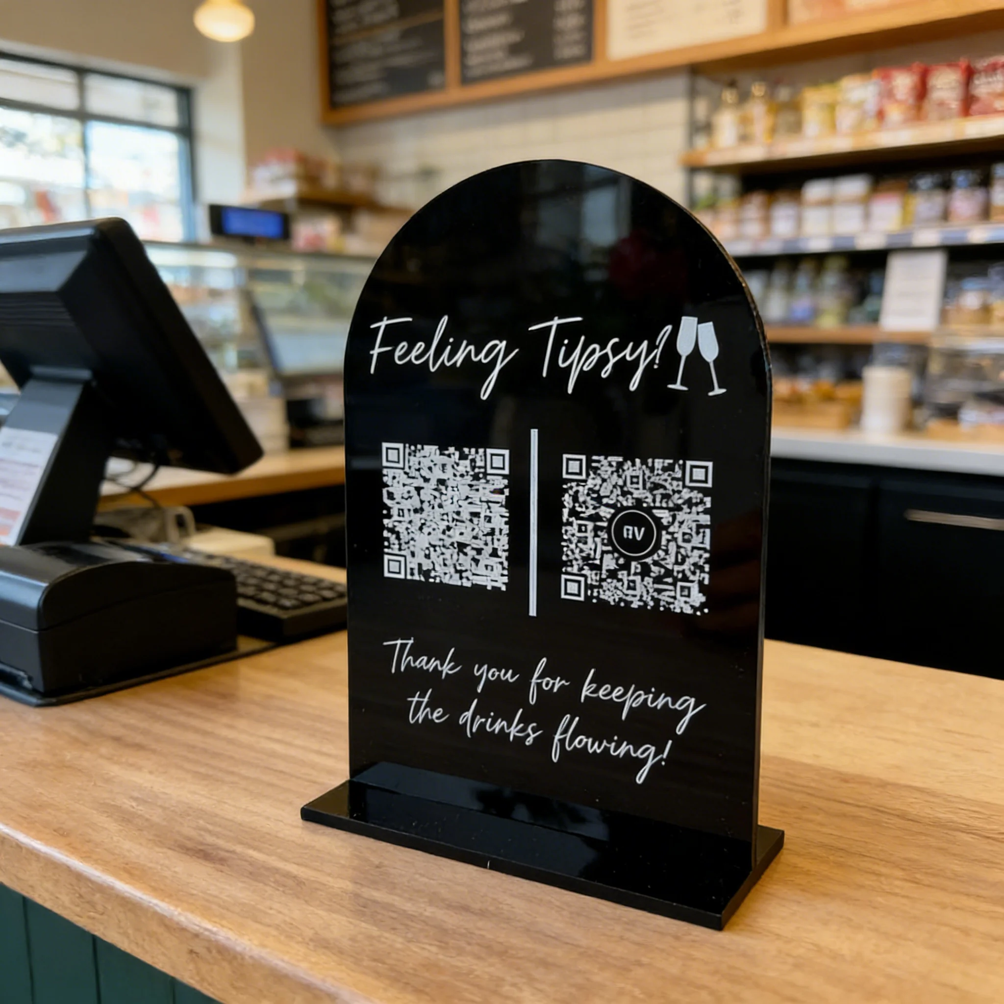 Customied Social Media QR Code Acrylic Plaque Business Sign for Facebook Instagram Follow Display for Cafe Shop Salon Countertop