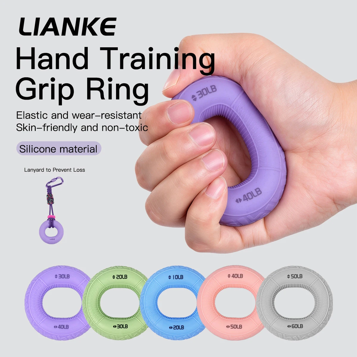 Multi-Color Silicone Grip Rings Various Resistance Levels Available for Enhancing Arm And Finger Grip Strength