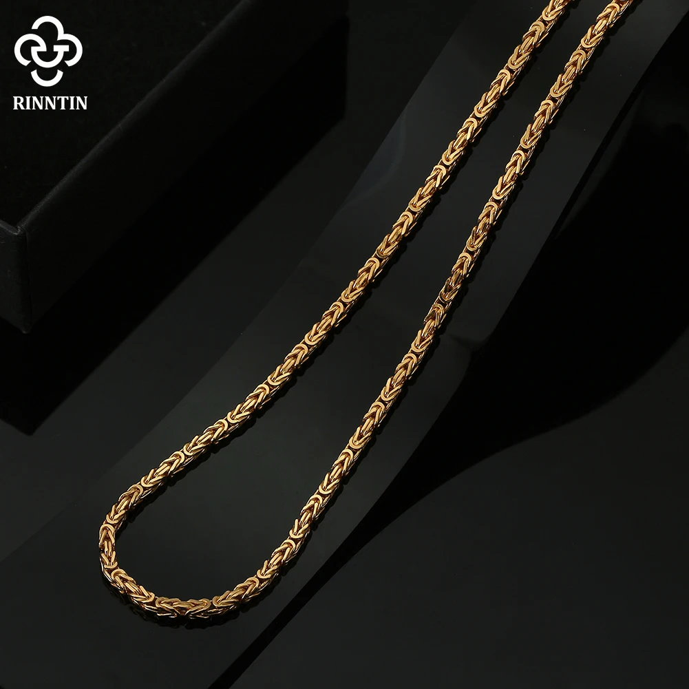 Rinntin 925 Sterling Silver Italian 2.5mm Flat Byzantine Link Chain Necklace for Women Vintage Silver Dainty Jewelry SC79