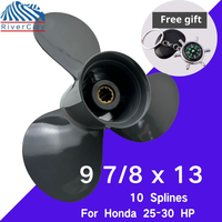 Outboard Propeller 9 7/8x13 For Honda Aluminum Alloy Screw 3 Blade 10 Spline Part for 25 HP 30 HP Boat Motors