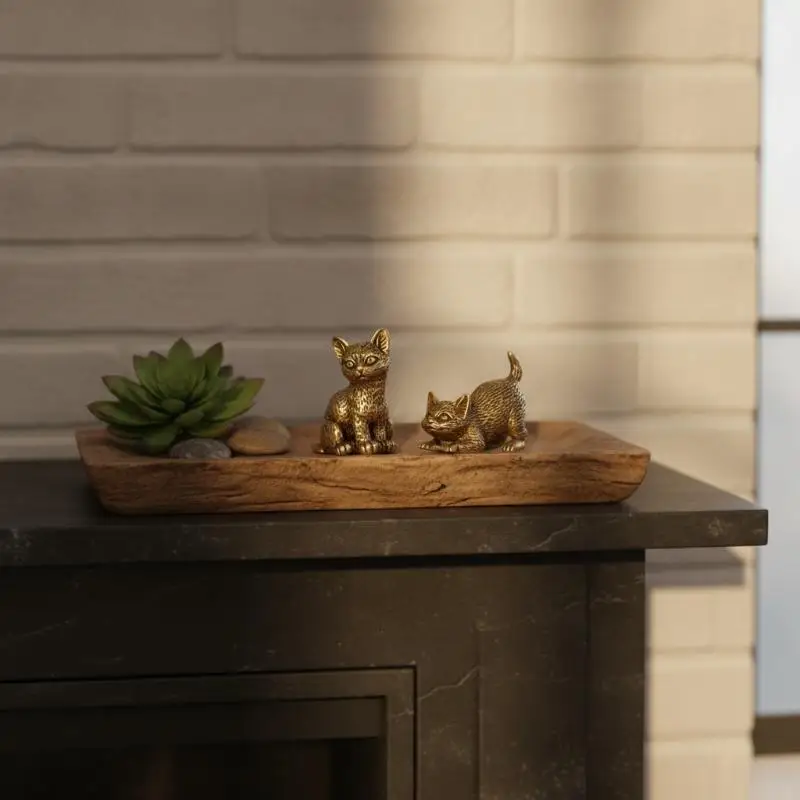Messing-Mini-Katzenfigur mit Gravierter Textur, Winzige Metallstatue, Heimdekoration für den Schreibtisch, Sammlerstück, Geschenk für Katzenbesitzer – Detail 12