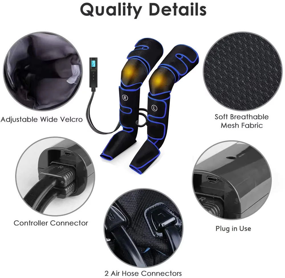 Leg Muscle Relaxer 6 modes Air Compression Recovery Boot Lymph Release Relieve Foot Fatigue Heating Leg Massager for Athletes