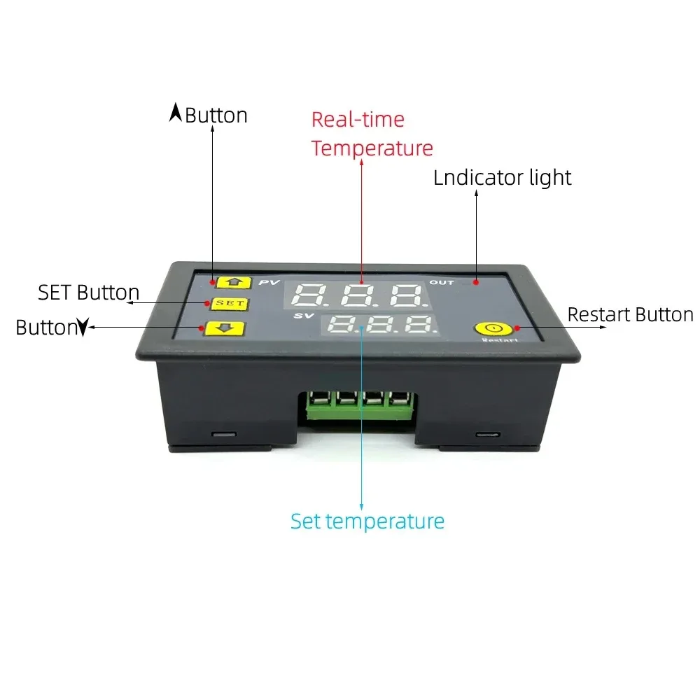 W3230 Mini Digital Temperature Controller 12V 24V 220V Thermostat Heating Cooling Control with Sensor