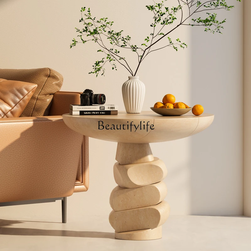 

Italian minimalist rotating coffee table villa creative model room side table advanced