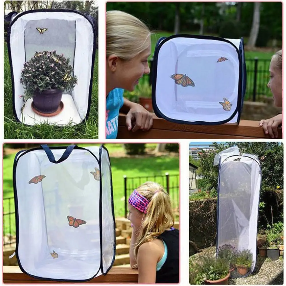 Durable Pop-up Butterfly Habitat Collapsible Outdoor Insect Cage Practical Mesh Cages Plant Greenhouse Box
