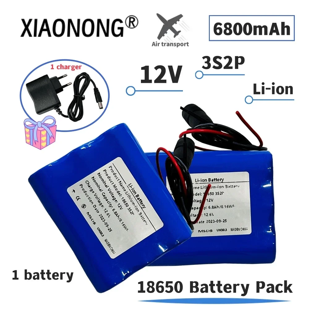 

18650 3S2P 12V 6800mAh Rechargeable Lithium-ion Battery Pack 12.6V Charging Battery + charger