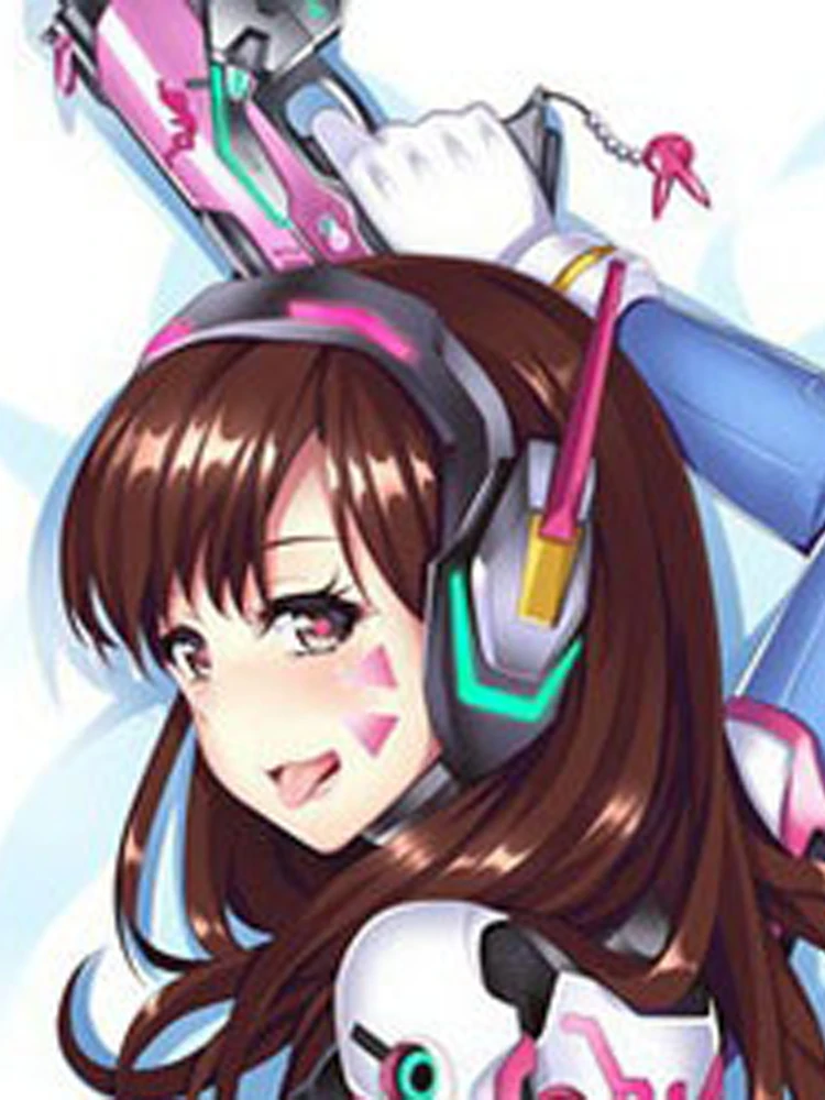 Anime Dakimakura Pillow Cover D.Va/Hana Song Double Sided Print Pillow Case 120cm-180cm Custom Cartoon Character DIY Home Decor