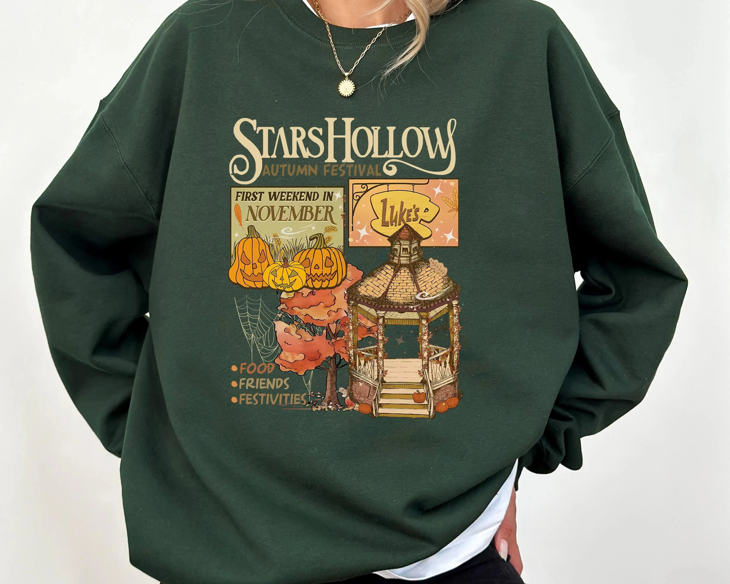 Stars Hollows Autumn Festival Slogan Women Sweatshirt New Hot Sale Popular Halloween Female Clothes Trend Holiday Casual Tops