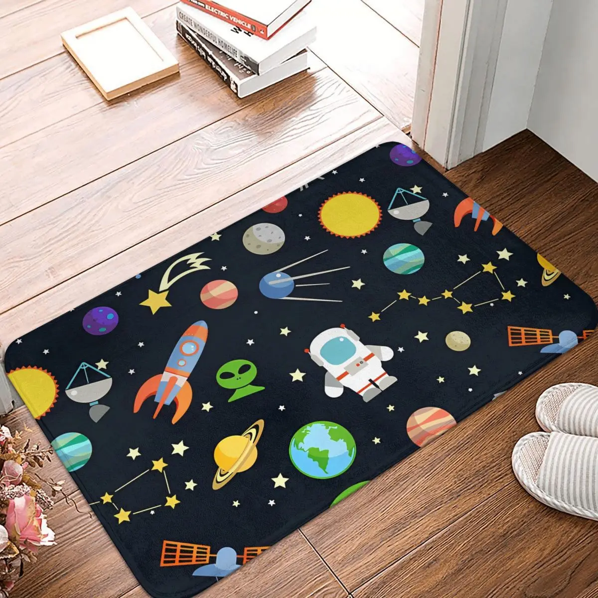 Space And Astronomy Decorative Symbols Doormat Anti-Slip Entrance Bathroom Kitchen Door Floor Mats Garage Rug Carpet Footpad