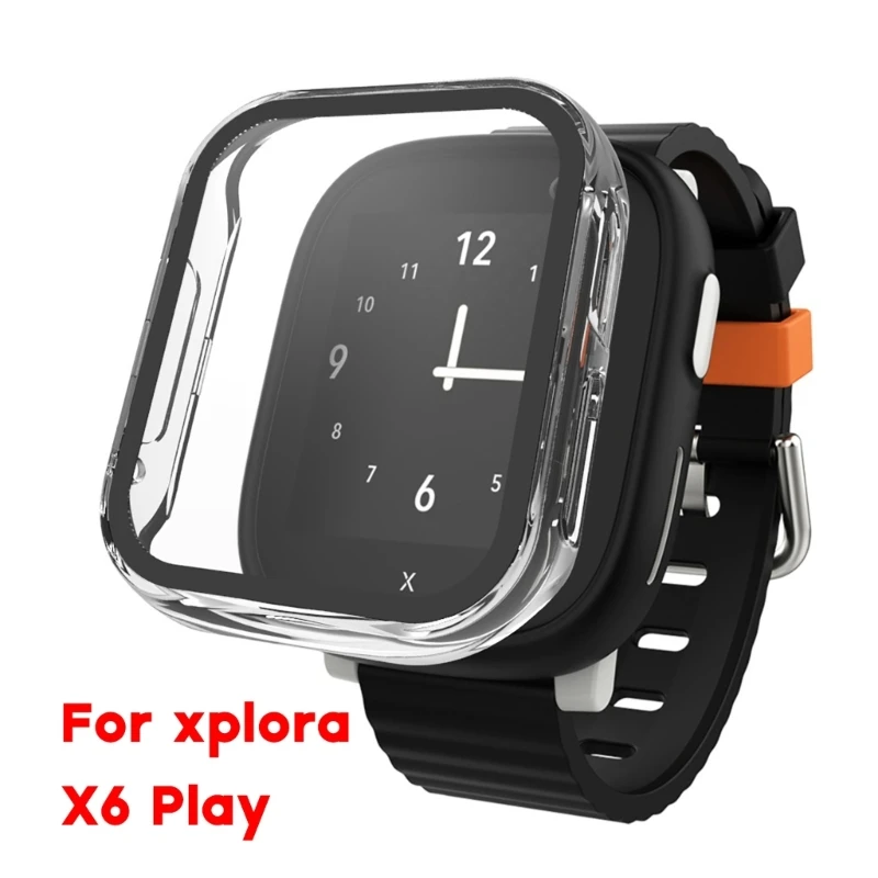 Hard Edge Shell Full Screen Glass Protector Film Frame Case For Xplora X6 Play Child Smart Watch Protective Cover Accessories