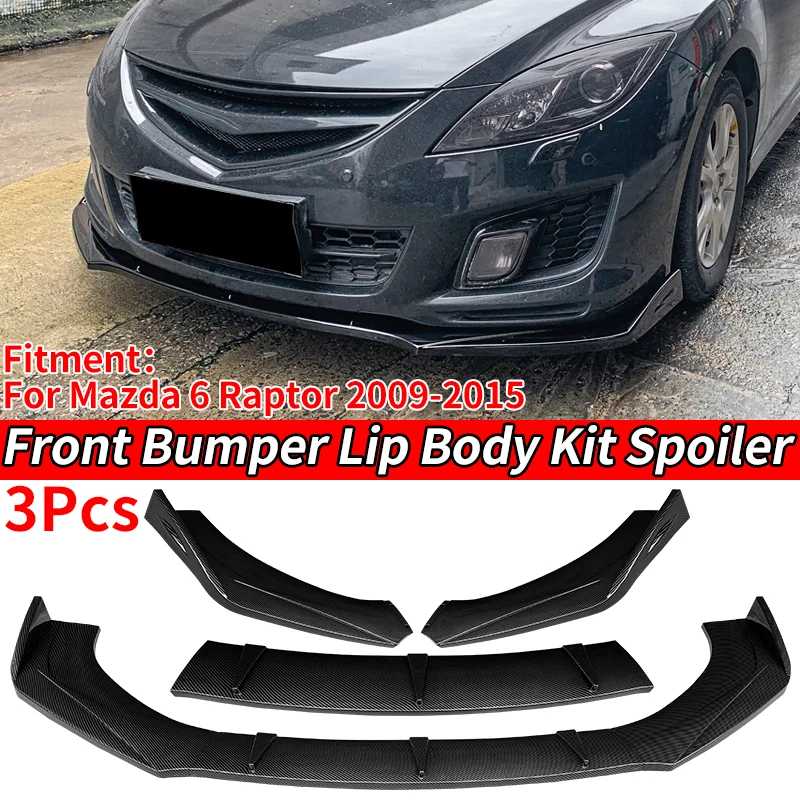 

Car Front Bumper Lip Body Kit Spoiler Chin Guard Diffuser Cover Deflector Carbon Accessories ABS For Mazda 6 Raptor 2009-2015