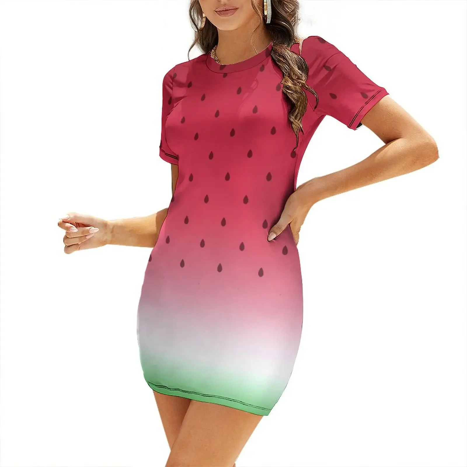 Watermelon Short-Sleeved Dress dresses for womens 2026 summer dress womens 2026 dresses women summer 2026 summer clothes