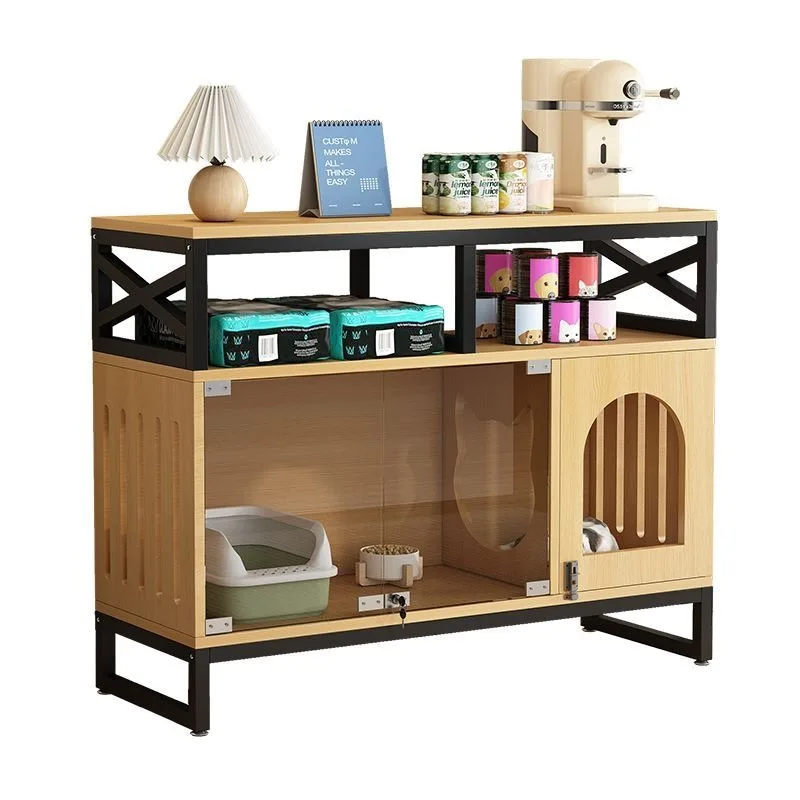 Pet luxury cabinet, villa cat cage, household indoor cage, free space three-layer integrated partition cat room cat