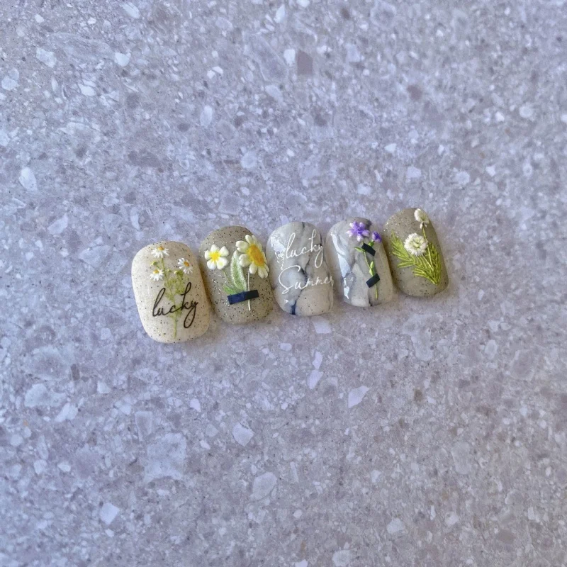 Relief 1815 Hot Adhesive Cute nail stickers Japanese Small Wild Flowers