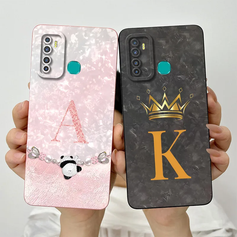 For Tecno Camon 15 / 15 Air / 16S / Spark 5 / 5 Pro Phone Case Cover Fashion Crown Letters Matte Soft Silicone Protective Bumper
