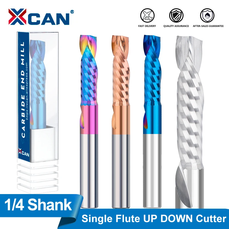 

XCAN Milling Cutter Single Flute Up&Down Cut Spiral End Mill CNC Router Bit For Density Board Acrylic Woodworking Tools