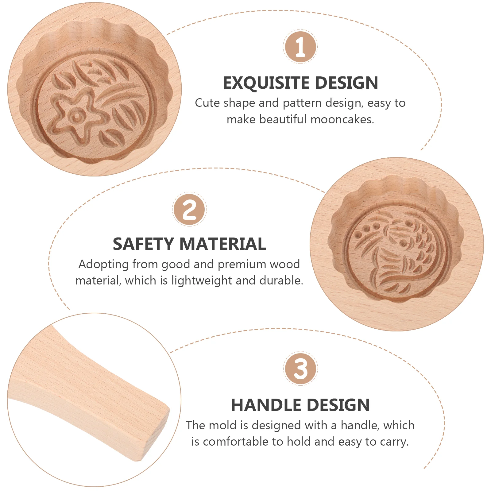 Moon Cake Mold Wooden Baking Tool Lightweight Candy Cakes Cookies Chocolate Maker Presser Gift Mom Wife