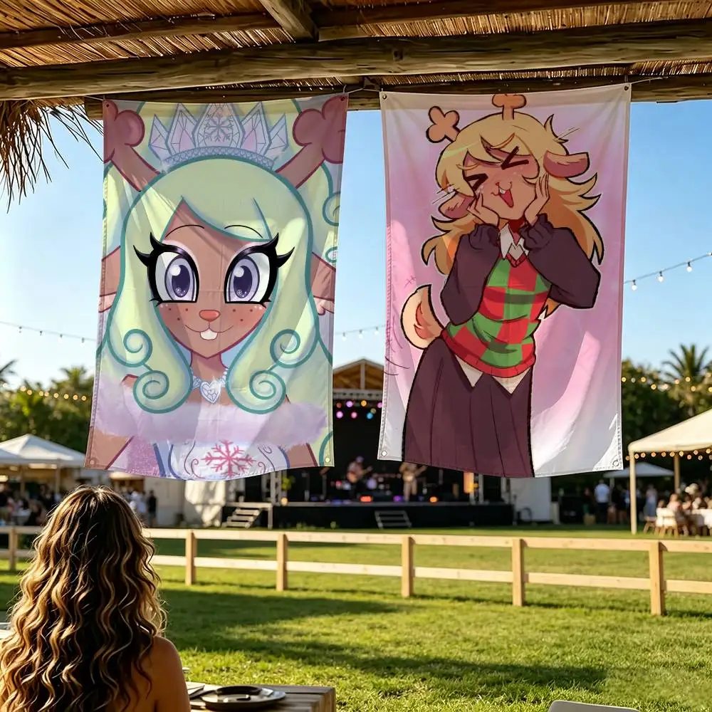 N-Noelle Holiday Deltarune G-Game Flag Digital Printing Banner for Garage Wall Out Door Decoration