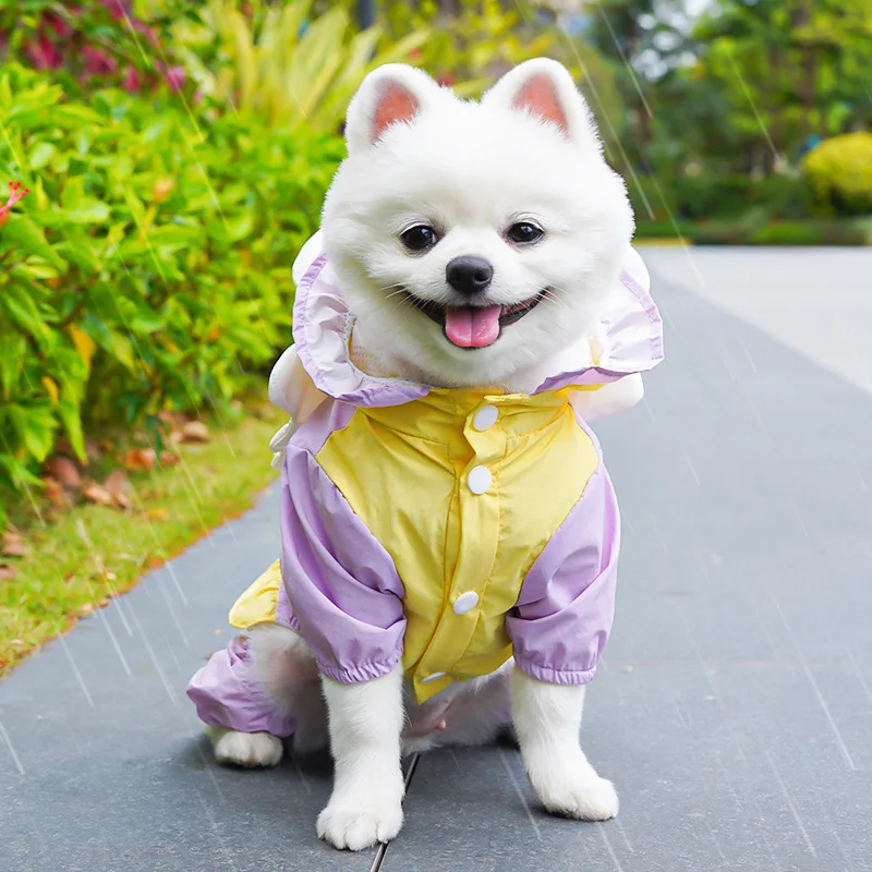 Waterproof Dog Raincoat with Paw Covers, Windproof 4-Legs Pet Storm Jacket for Small & Medium Dogs