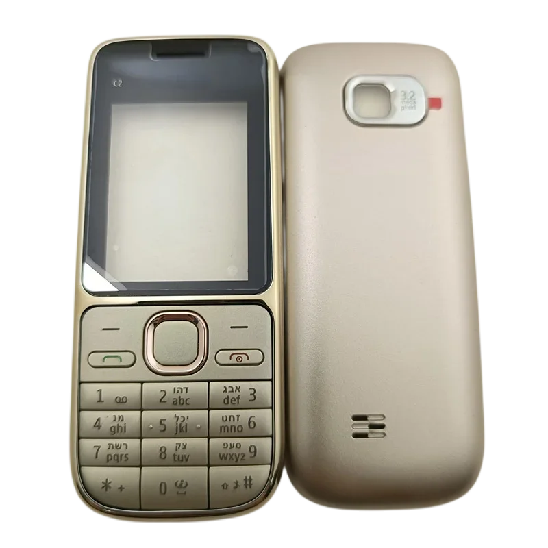 For Nokia C2-01 Full Housing Case Front Frame+Battery Cover +English and Hebrew Keypad Replacement Parts