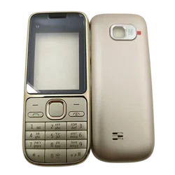 For Nokia C2-01 Full Housing Case Front Frame+Battery Cover +English and Hebrew Keypad Replacement Parts