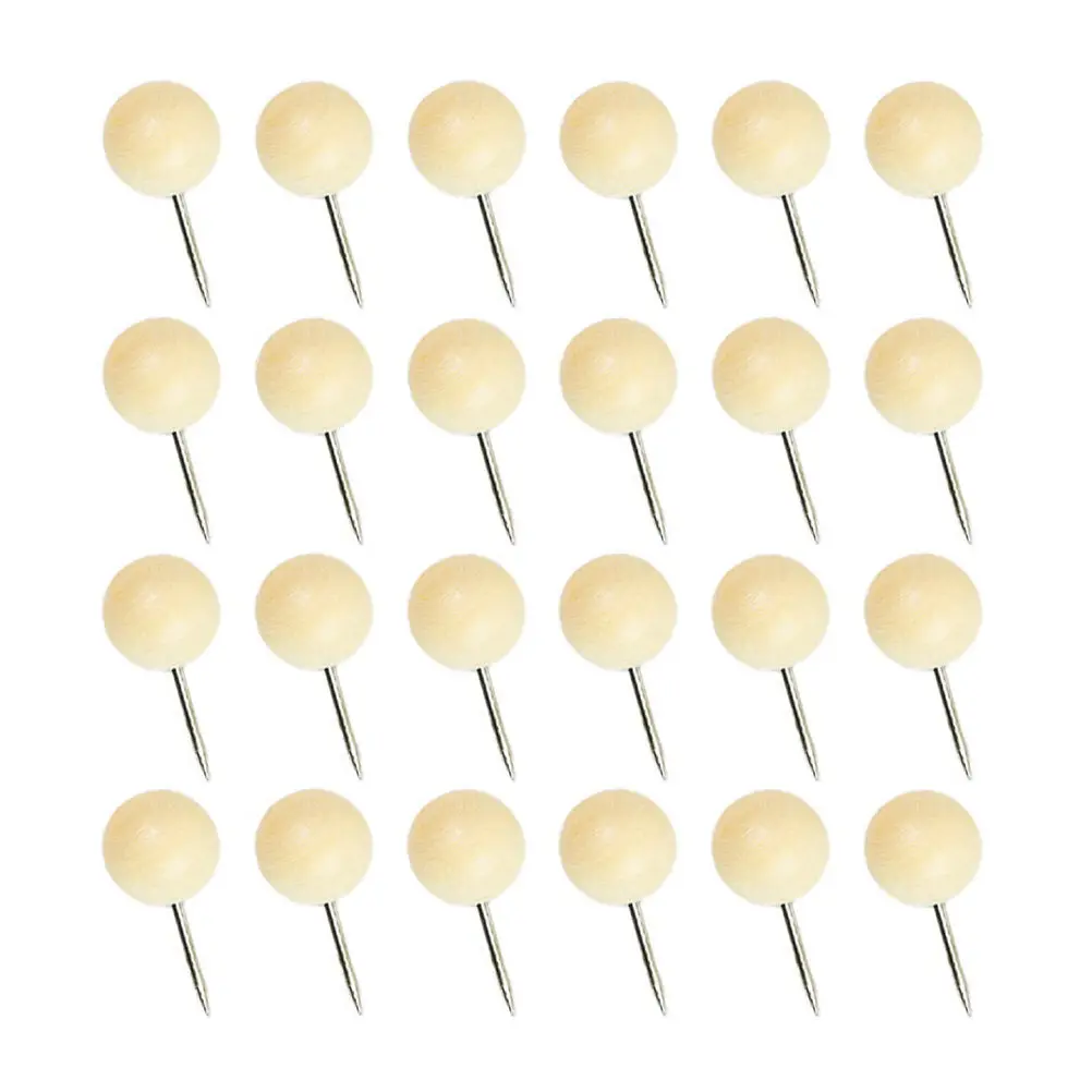 

60Pcs Map Push Pins Natural Wood Base Strong Steel Point Tacks for Wall Board Display Poster Mounting Office School Craft