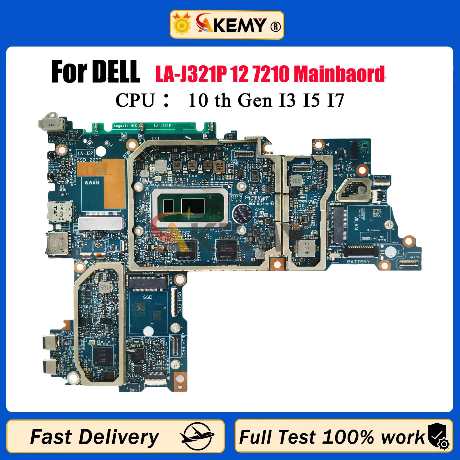 Für DELL Latitude e7210 Laptop Motherboard FDV20 LA-J321P CN-0481H7 CN-06CTMF 09XR7X Mit i3 i5 i7 10th CPU Motherboard TEST OK