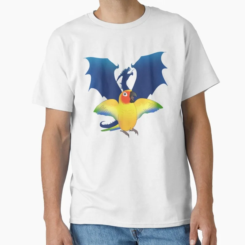 Cute Dragon Sun Conure 1126 Pet bird Gift T shirt for man Large size Tops Funny parrot Graphic