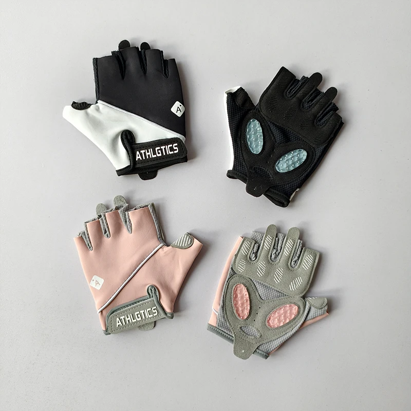 Damen Halbfinger-Fahrradhandschuhe Rutschfest Stoßdämpfend Atmungsaktiv Fitness Fahrradhandschuhe für Sport Fitnessstudio Training Radfahren – Detail 3