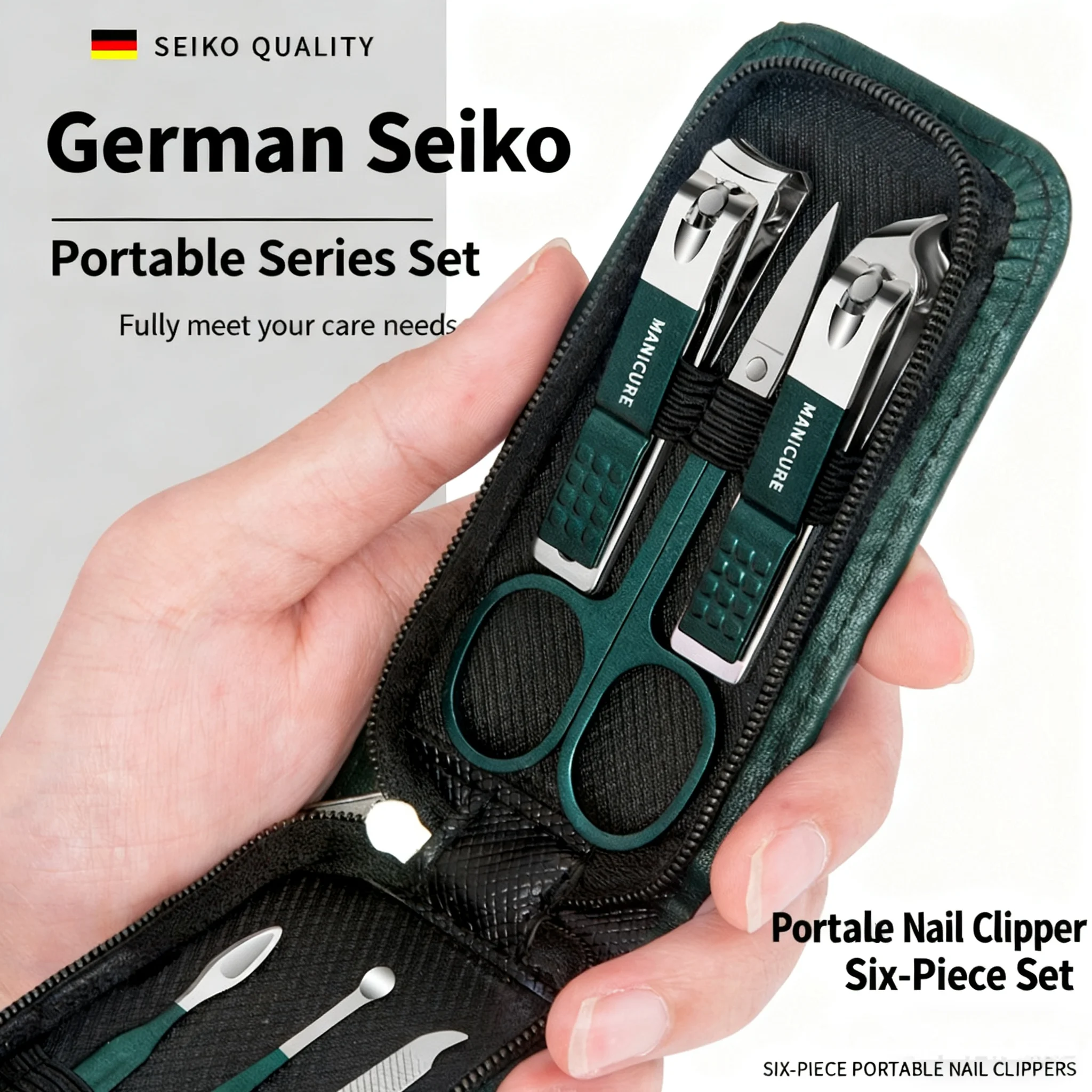 6Pcs Tragbare Maniküre Sets Pediküre Kits Helle Schwarz Nagel Clipper Set Körperpflege Werkzeuge Augenbraue Schere