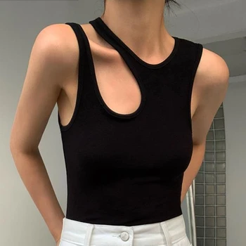 불규칙 할로우 아웃 홀터 크롭 탑, 섹시한 단색 탱크 탑, 캐주얼 민소매 크롭 조끼, 캐미솔 튜브 탑 Best5 불규칙 할로우 아웃 홀터 크롭 탑, 섹시한 단색 탱크 탑, 캐주얼 민소매 크롭 조끼, 캐미솔 튜브 탑 Best5