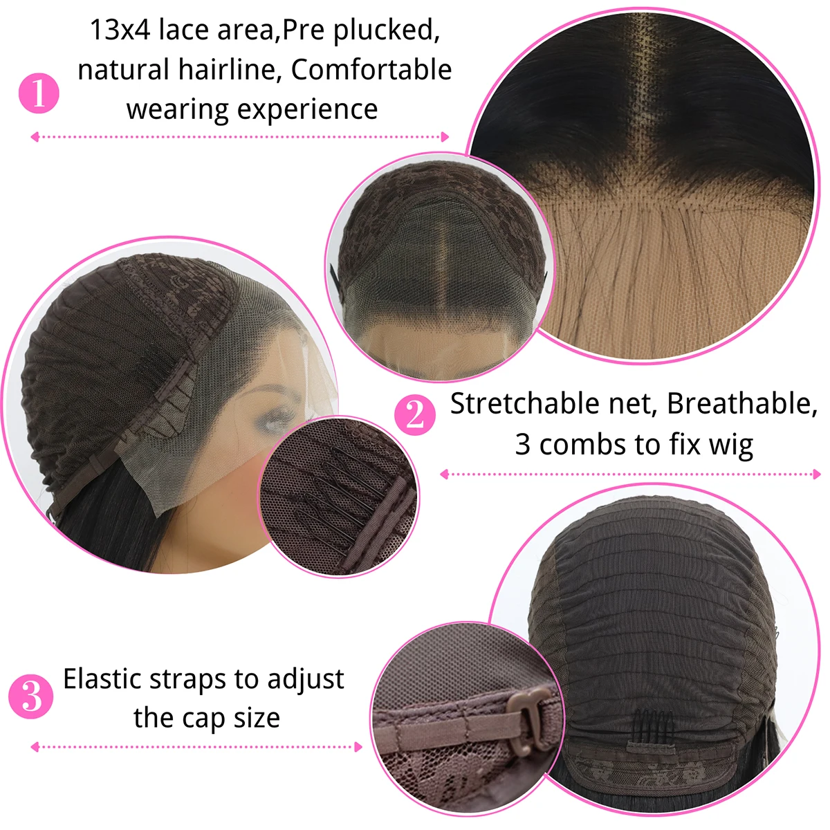 Blue Highlight Straight synthetic Lace Front Wig Blue Skunk Stripe Wig Pre Plucked Natural Hairline Heat Resistant Fiber