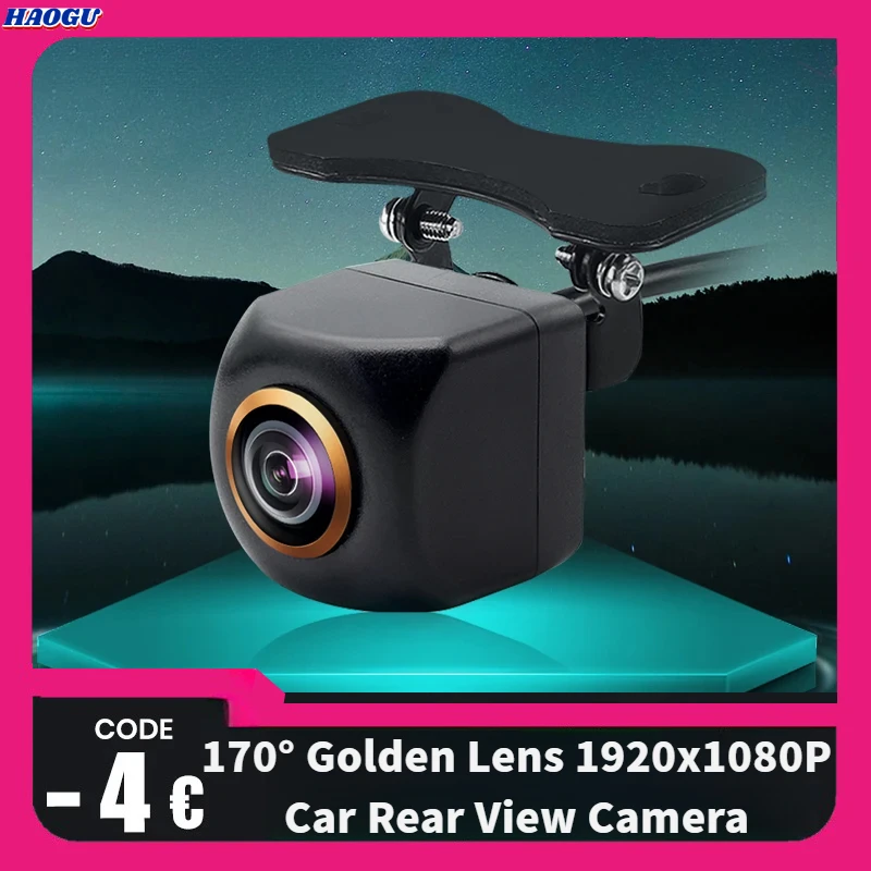 

HAOGU 170° Golden Lens 1920x1080P Car Rear View Camera Fisheye Full HD Night Vision Reverse AHD 4 Pin Vehicle Parking Camera