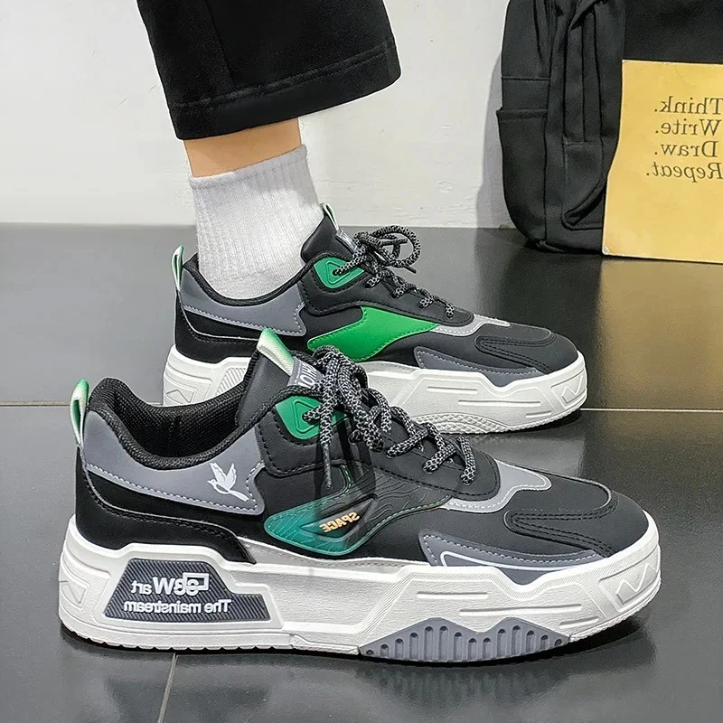 

Мужские кожаные низкие кроссовки для бега и повседневного спорта, легко сочетаются, подходят для скейтбординга и активного отдыха, осень 2026