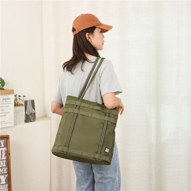 

New Canvas Multi-pockets Handbag Women School Tote Leisure Top-handle Bag For Teenager Large Capacity Shopping Bag Tote