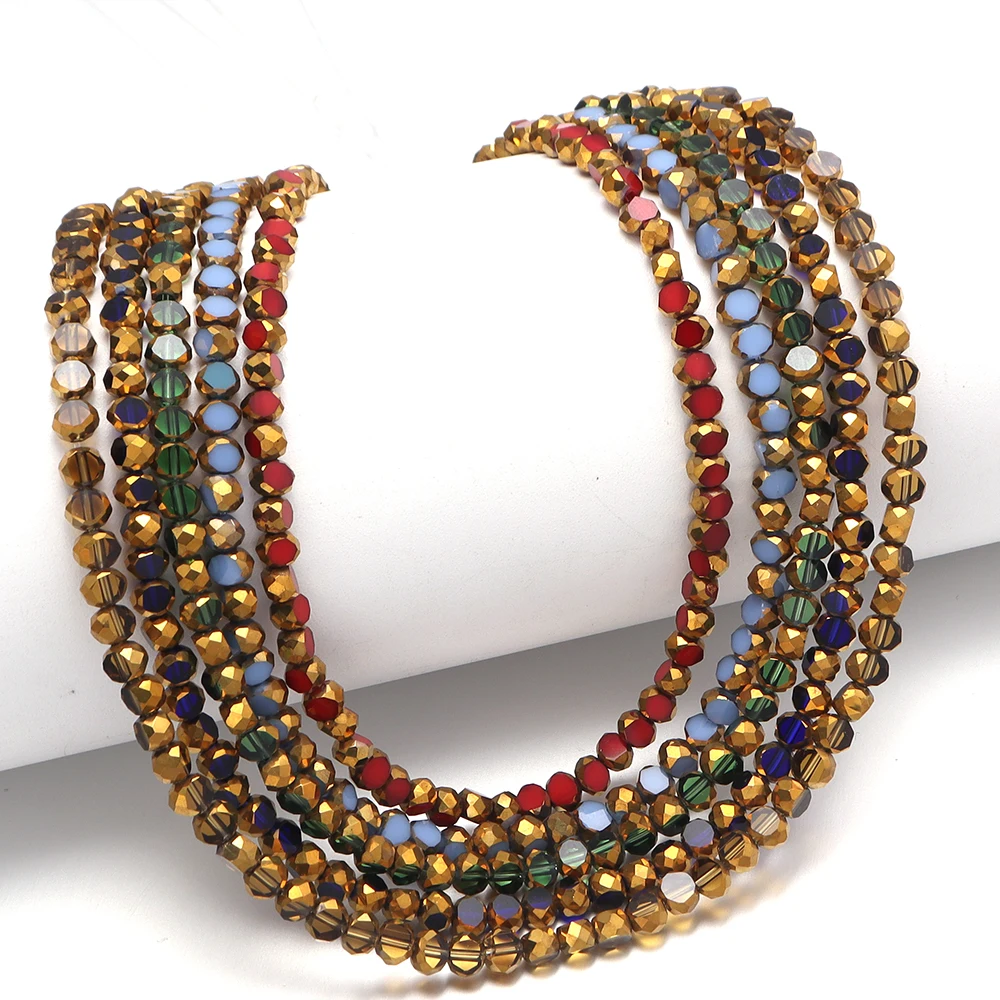 68 Stück/Lot 4 x 3 mm vergoldete Glasperlen, rund, flach, facettierte Kristallperlen für DIY-Schmuckherstellung, Halskette, Armband, Zubehör – Detail 5