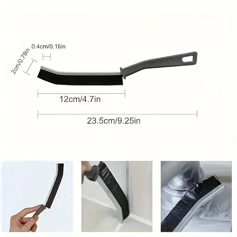 4 قطع فرشاة تنظيف شقوق فرشاة تنظيف منزلية رفيعة للمساحات الضيقة فرشاة ذات شعيرات صلبة فرشاة زوايا ميتة #3