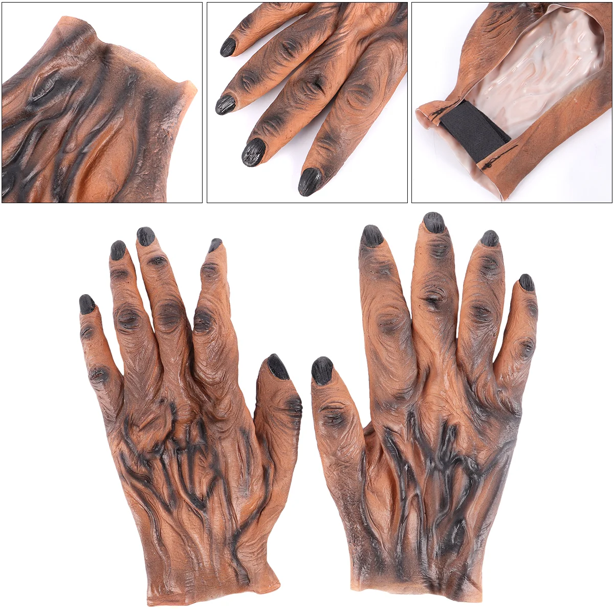 1 Pair Cosplay Werewolf Gloves Halloween Decoration Scary Costume Props (Brown) Halloween Costume Gloves