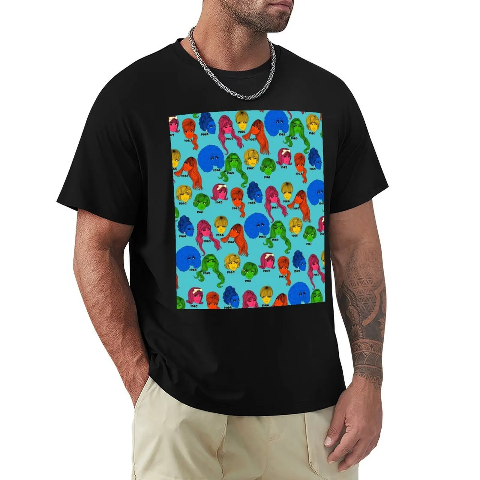 Camiseta con estampado de moda de los años 60, camiseta con estampado de peinados de los años 60