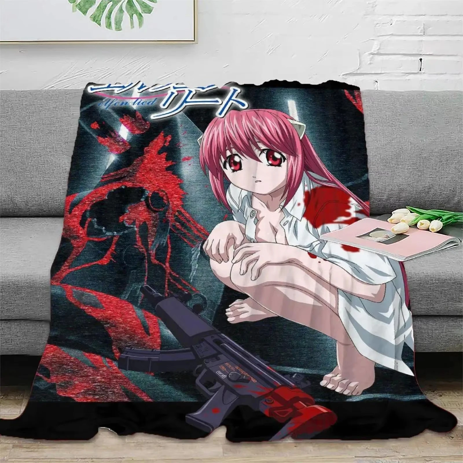 Sexy Girl Elfen Lied Flannel Blanket Personalized Photo Gift DIY Home Leisure Sofa Blanket Outdoor Portable Blanket Warm Bedding