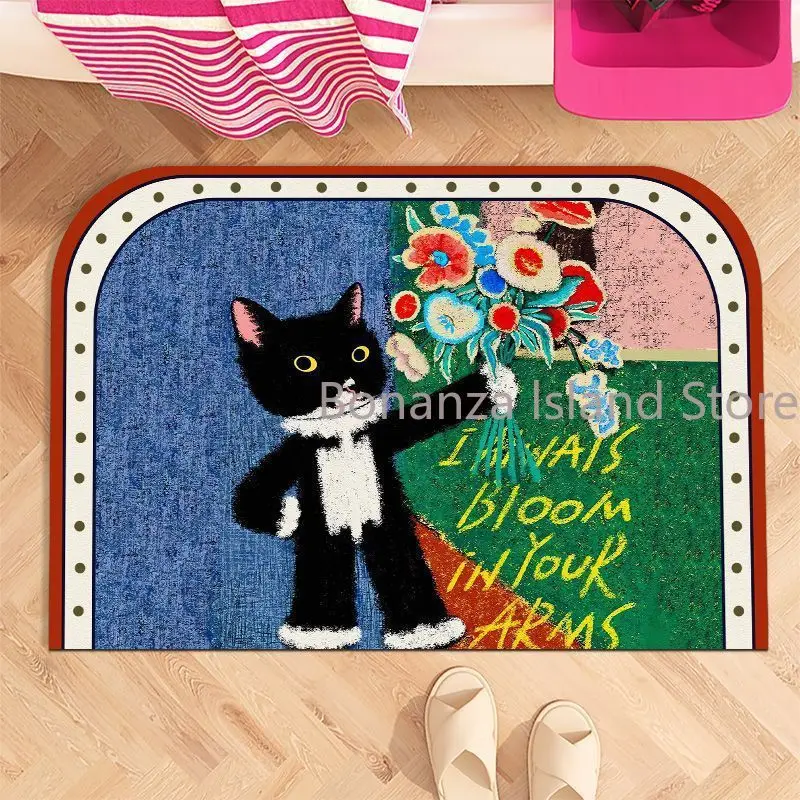 لطيف الكرتون القط حمام حصيرة سوبر لينة الحمام البساط دياتوم الطين الكلمة حصيرة امتصاص سريع سريع الجافة عدم الانزلاق دش حصيرة للأطفال