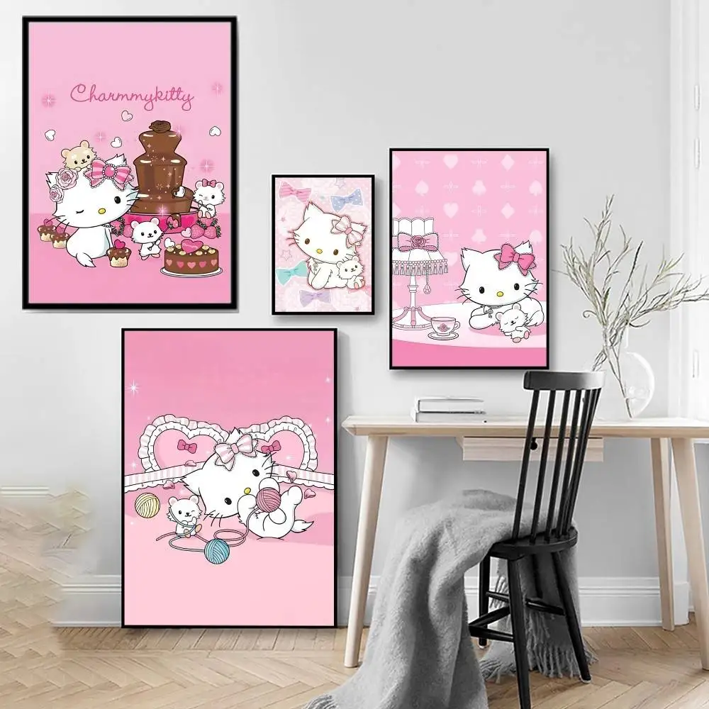 Cute C-Charmmy K-Kitty Poster Print Canvas Pictures Home For Living Room And Bedroom Wall Modern Decor Frameless Painting