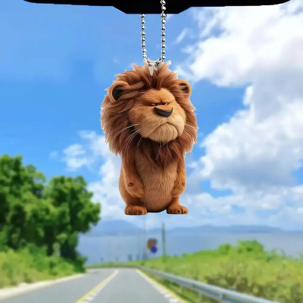

Cute little lion 2D Acrylic pendant Car Decor Mirror Pendant Christmas lion Pendant Acrylic Ornament For Car Cartoon Xmas Tree