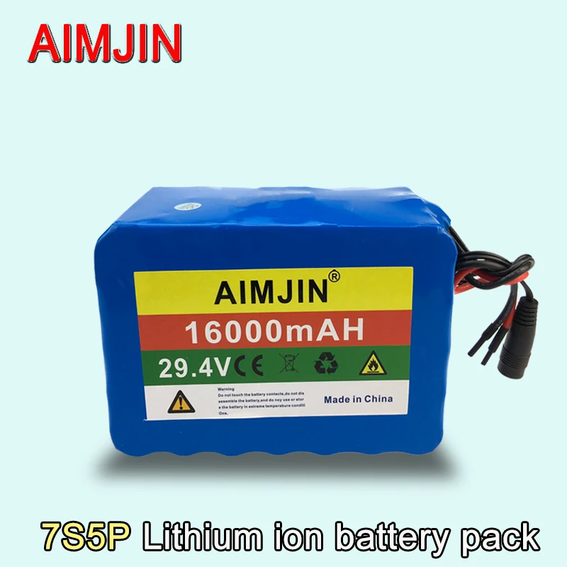 

29,4 V 16000mah 18650 литий-ионный аккумулятор 7S5P 16A встроенный Smart BMS с зарядным устройством 29,4 V 2A