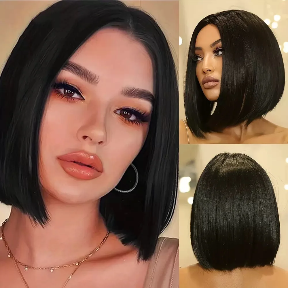 Upgraded No Glue Wear And Go Bob Straight Human Hair Wigs Glueless Pre Plucked Lace Wigs