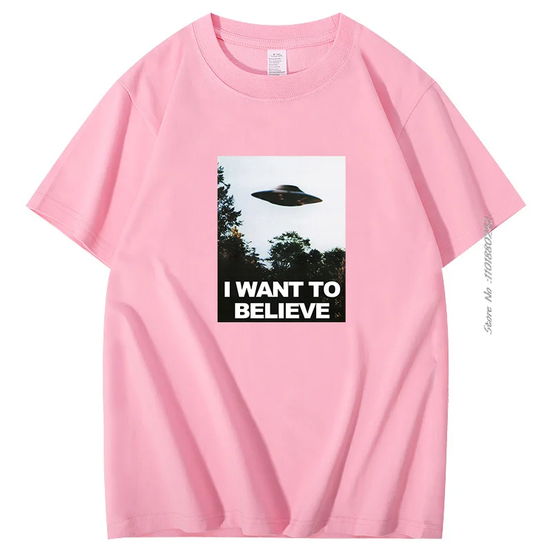 X The Files I Want To Believe graphic t shirts Novelty Cotton short sleeve t-shirt Aliens UFO Area 51 Tshirt Cool funny t shirts