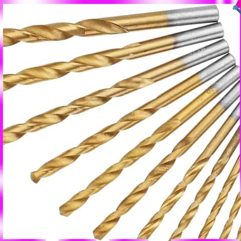 N96R 13Pc 1.5-6.5Mm Round Shank Twist Drill Bit Set Titanium Coated HSS Bit Woodworking Metal Tools