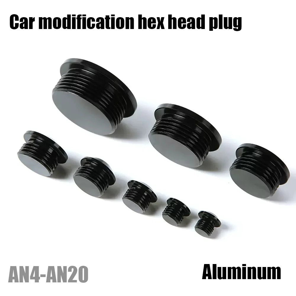

Automotive parts aluminum alloy plug AN4-AN20 American external threaded hole plug black hexagonal cylindrical plug with O-ring